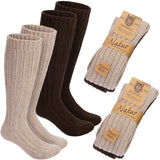 BRUBAKER Alpaca Wool Socks - Over the Calf Socks for Women and Men - 4 Pairs Unisex Knee High Winter Socks