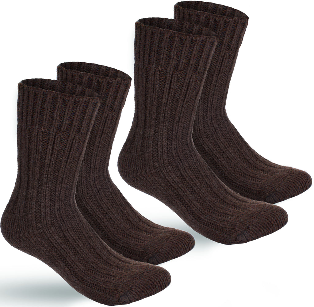 BRUBAKER 2 Pairs Unisex Alpaca Wool Socks - Thick Winter Socks for Men