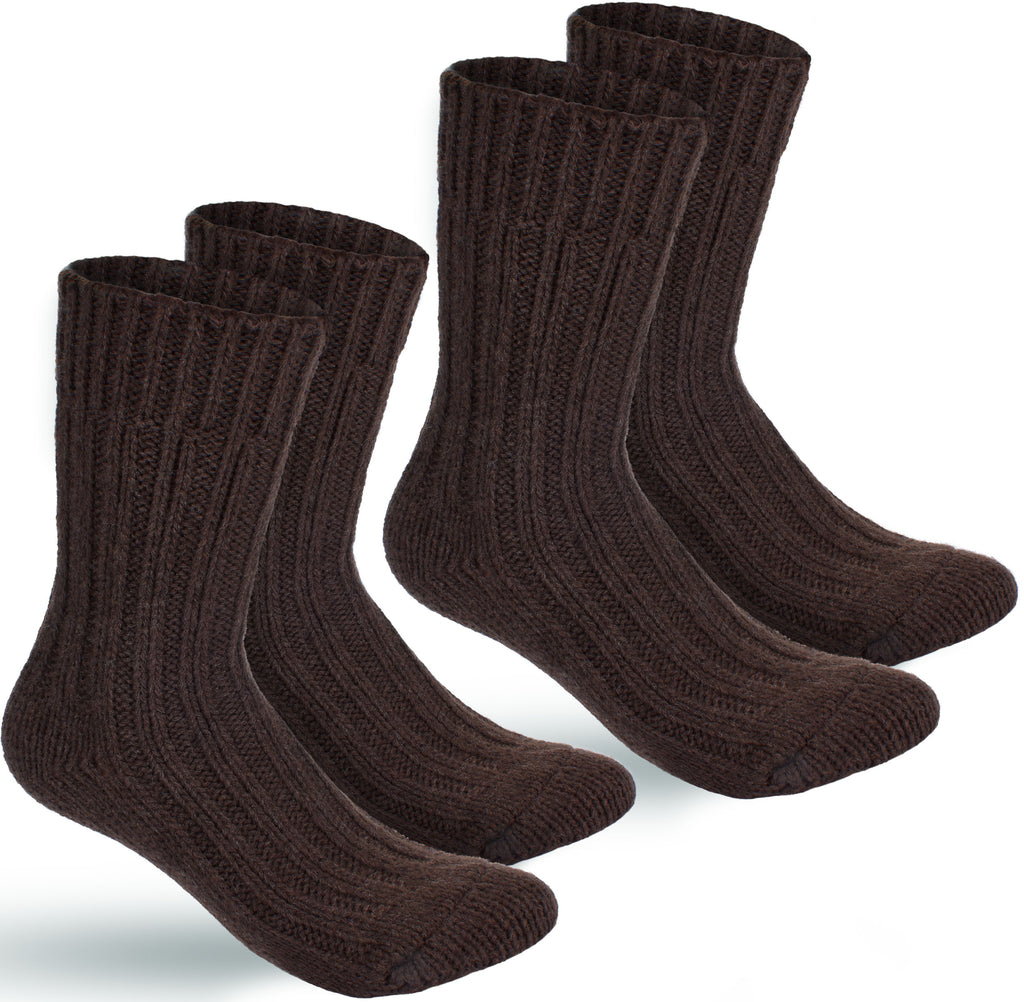 BRUBAKER 2 Pairs Unisex Alpaca Wool Socks - Thick Winter Socks for Men or Women - 100% Alpaca - Premium Thermal Warm Boot Socks