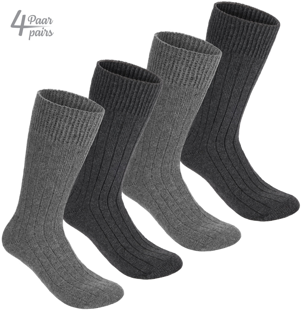 BRUBAKER 4 Pairs Alpaca Wool Socks - Fine Knit Socks for Women and Men - Unisex Socks Thin Knit