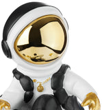 BRUBAKER Figurine Astronaut - Skateboarder on The Moon - 9.5 Inch Spaceman - Space Decor Figure with Skateboard, Chromed Helmet and Golden Chain - Hand Painted - Gold, White and Black