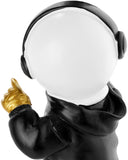 BRUBAKER Figurine Astronaut Singer with Golden Microphone and Black Hoodie - 6.7 Inch Spaceman Space Decor Figure with Chrome Plated Helmet - Hand Painted - Gold, Black and White