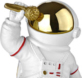 BRUBAKER Figurine Astronaut Singer - 7.9 Inch Spaceman Space Decor Figure with Microphone and Chrome Plated Helmet - Hand Painted Modern Statue for Musicians