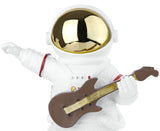 BRUBAKER Astronaut Guitarist Figurine - 6.7 Inch Spaceman Space Decor Figure with Guitar and Chrome Plated Helmet - Hand Painted Modern Statue for Musicians
