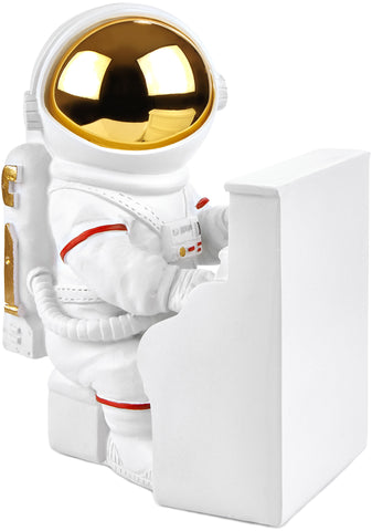 BRUBAKER Figurine Astronaut Piano Player - 6.3 Inch Spaceman Space Decor Figure with Piano and Chrome Plated Helmet - Hand Painted Modern Statue for Musicians