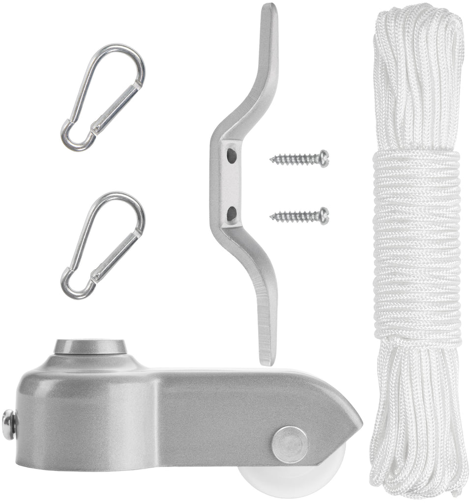 BRUBAKER Flag Pole Repair Kit - Aluminum Flagpole Hardware Parts  Replacement Sections for Flagpoles with 1.5 in Diameter - Rope + Cleat Hook  + Snap