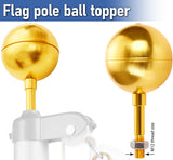 BRUBAKER Golden Flag Pole Topper Ball - 3 Inch Aluminum Flagpole Top Gold - M12 Threading - Replacement Ornament - Weatherproof