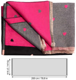 BRUBAKER Cashmirillo Women’s Scarf with Heart Pattern – 78.7" x 27.5"