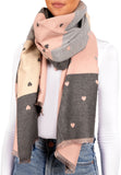 BRUBAKER Cashmirillo Women’s Scarf with Heart Pattern – 78.7" x 27.5"