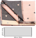 BRUBAKER Cashmirillo Women’s Scarf with Heart Pattern – 78.7" x 27.5"