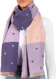 BRUBAKER Cashmirillo Women’s Scarf with Heart Pattern – 78.7" x 27.5"