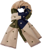BRUBAKER Cashmirillo Women’s Scarf with Heart Pattern – 78.7" x 27.5"