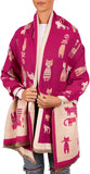 BRUBAKER Cashmirillo Women’s Scarf with Cat Pattern – 78.7" x 27.5"