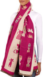 BRUBAKER Cashmirillo Women’s Scarf with Cat Pattern – 78.7" x 27.5"