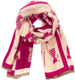BRUBAKER Cashmirillo Women’s Scarf with Cat Pattern – 78.7" x 27.5"