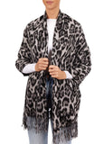BRUBAKER Cashmirillo Leopard Print Winter Scarf for Women - 78.7" x 27.5" - Beige