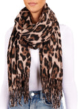 BRUBAKER Cashmirillo Leopard Print Winter Scarf for Women - 78.7" x 27.5"