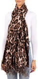 BRUBAKER Cashmirillo Leopard Print Winter Scarf for Women - 78.7" x 27.5"