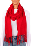 BRUBAKER Cashmirillo Scarf for Women - Long, Warm, and Cozy with Tassels - Red