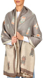 BRUBAKER Cashmirillo Women’s Scarf with Bulldog Pattern – 78.7" x 27.5"