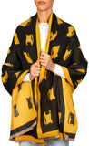 BRUBAKER Cashmirillo Women’s Scarf with Cat Pattern – 78.7" x 27.5"