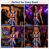 BRUBAKER Union Jack Dress - Women's British Flag Glitter Costume