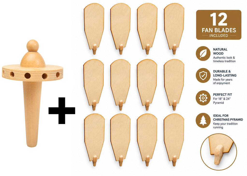Top & Fan Blades Replacement Kit for 18"/24" Natural Pyramid - Fan Blades Holder + Fan Blades