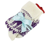 1 Pair of Norwegian Knit Socks with Hot Water Bottle - Purple White - One Size