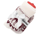 1 Pair of Norwegian Knit Socks with Hot Water Bottle - Red White - One Size