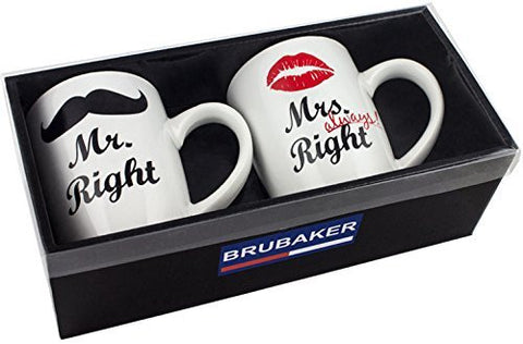 Amore By Juliana Mr & Mrs Stoneware Mug Set – Always & Forever, Grey & White, 2pc Wedding Gift