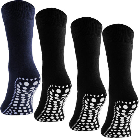 BRUBAKER Non Skid Socks - 4 Pairs - Anti Slip Soles