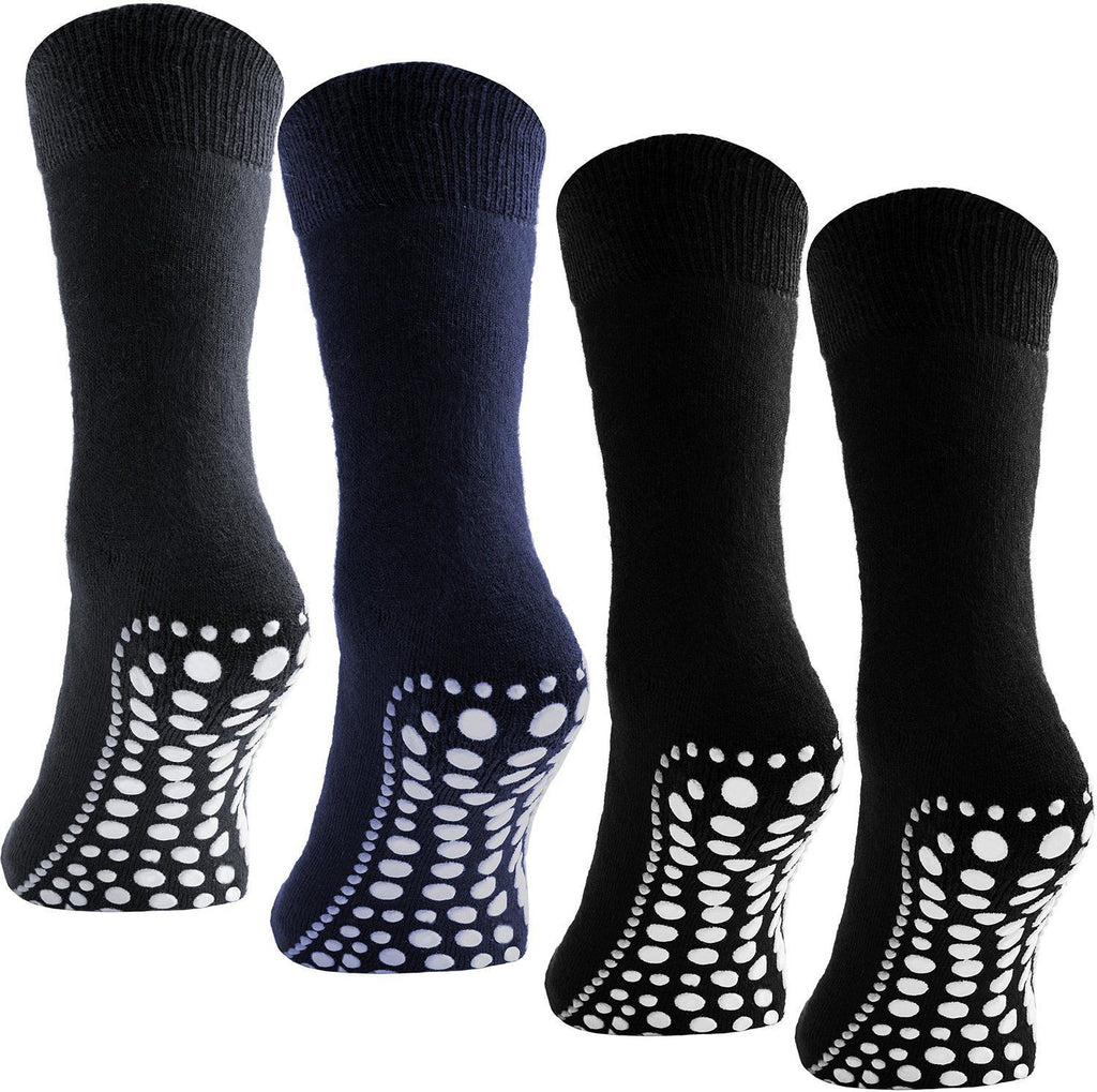 BRUBAKER Non Skid Socks - 4 Pairs - Anti Slip Soles