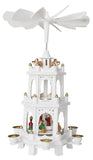 BRUBAKER Christmas Pyramid 18" - White Wood Nativity Play - 3 Tier Carousel