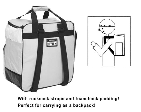 thumbnail image 2 of BRUBAKER Champion Ski Bag Combo – Light Blue / Orange Limited Edition, Holds Skis Poles Boots Helmet 2 of 3