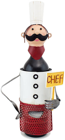 BRUBAKER Wine Bottle Holder "Chef de Cuisine" in Vintage Look - Hand-Painted Sculptures and Figurines Decor Wine Racks and Stands Gifts Decoration