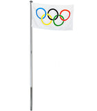 BRUBAKER 20 Ft Aluminum In-Ground Flag Pole and 3 Ft by 5 Ft Olympics Flag