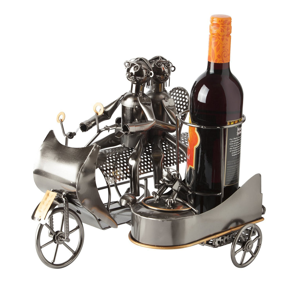 BRUBAKER Wine Bottle Holder "Couple on Motorbike with Dog in Sidecar" 8083