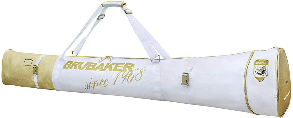 BRUBAKER Ski Bag for 1 Pair of Skis and Poles - 66 7/8" (170 cm) - White/Golden