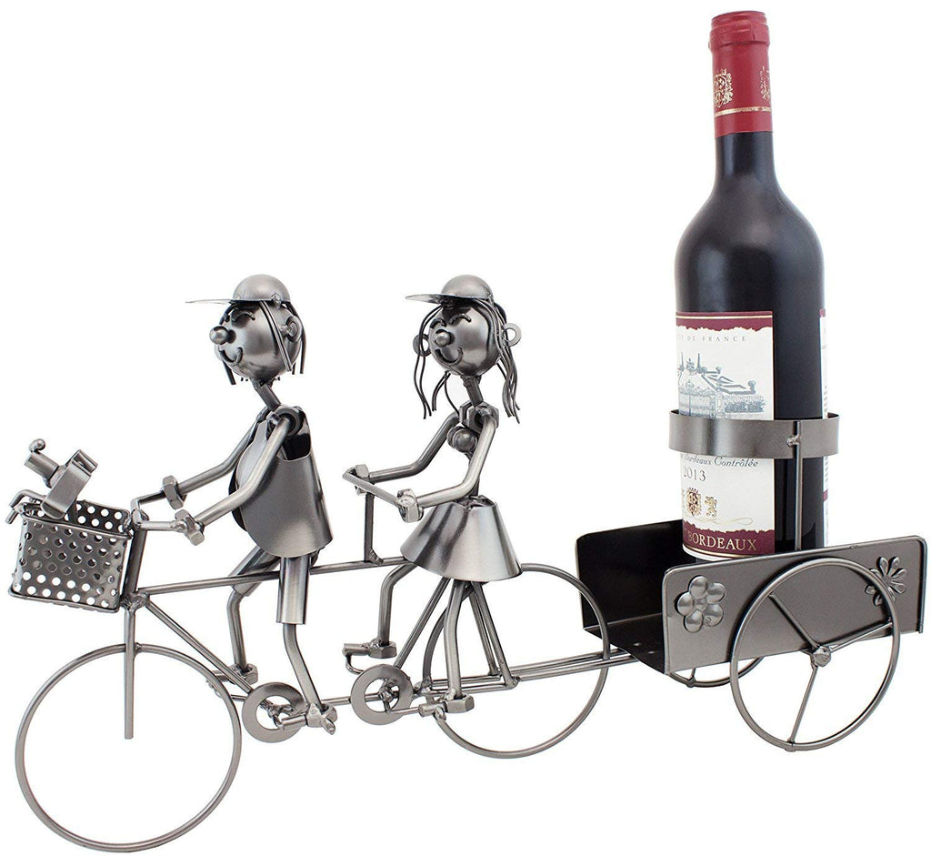BRUBAKER Wine Bottle Holder "Couple on Tandem Bicycle" Metal Sculptures and Figurines Decor Wine Racks and Stands Gifts Decoration