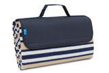 BRUBAKER Fleece Picnic Blanket with Waterproof Backing Blue Multicolor 60 x 53 Inches