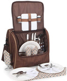 BRUBAKER Picnic Shoulder Bag for 4 Persons Brown 14×10×13 - w Cooler Compartment