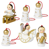 BRUBAKER 6 Handpainted Wooden Christmas Tree Ornaments Decoration - Christmas Guardian Angel Set - Designed in Germany