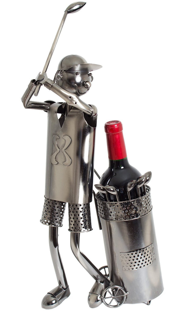 BRUBAKER Wine Bottle Holder "Huge Golfer During Teeing" 7052