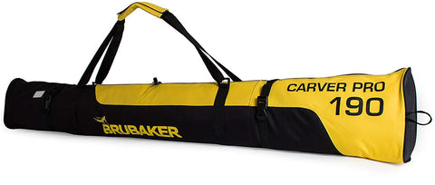 BRUBAKER Ski Bag "Carver Pro" for 1 Pair of Skis and Poles - Black/Yellow