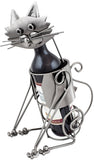 BRUBAKER Wine Bottle Holder "Cat" - Metal Sculpture - Wine Rack Decor - Tabletop - With Greeting Card