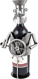 BRUBAKER Wine Bottle Holder "Captain" - Metal Sculpture - Wine Rack Decor - Tabletop - With Greeting Card