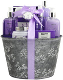 BRUBAKER Cosmetics 'Fresh Lavender' 9-Pieces Bath Gift Set in Vintage Planter 15QD03