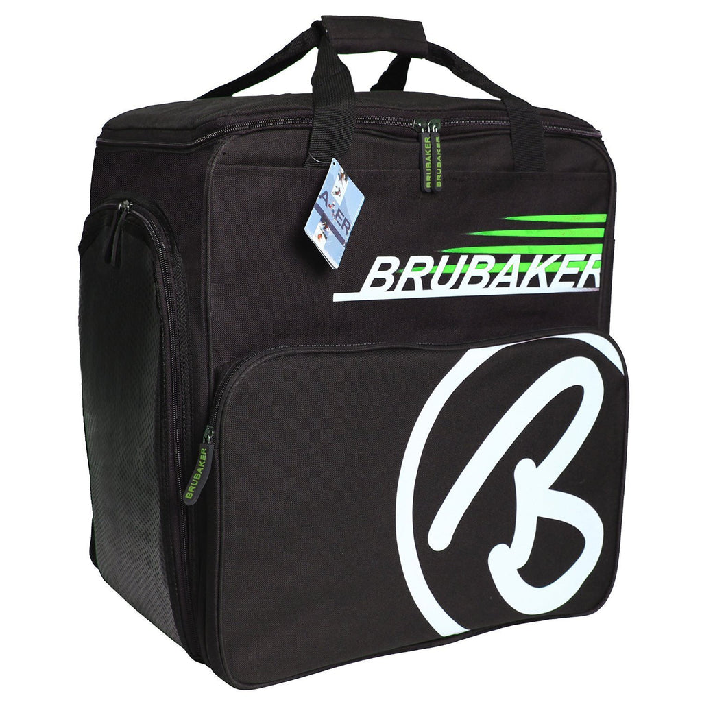 BRUBAKER Winter Sports Boot Bag & Helmet Bag "SUPER CHAMPION" - Backpack - Black/Green