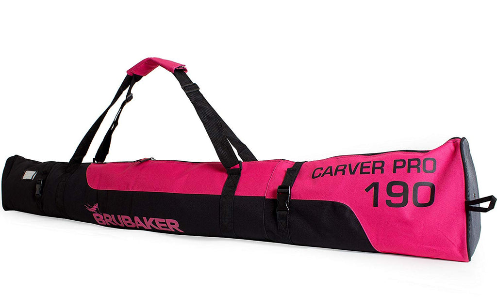 BRUBAKER Ski Bag "Carver Pro" for 1 Pair of Skis and Poles - Pink/Black