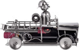 BRUBAKER Wine Bottle Holder 'Fire Engine' - Table Top Metal Sculpture - with Greeting Card